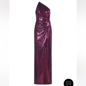 Halston Adriana One-Shoulder Sequin Gown